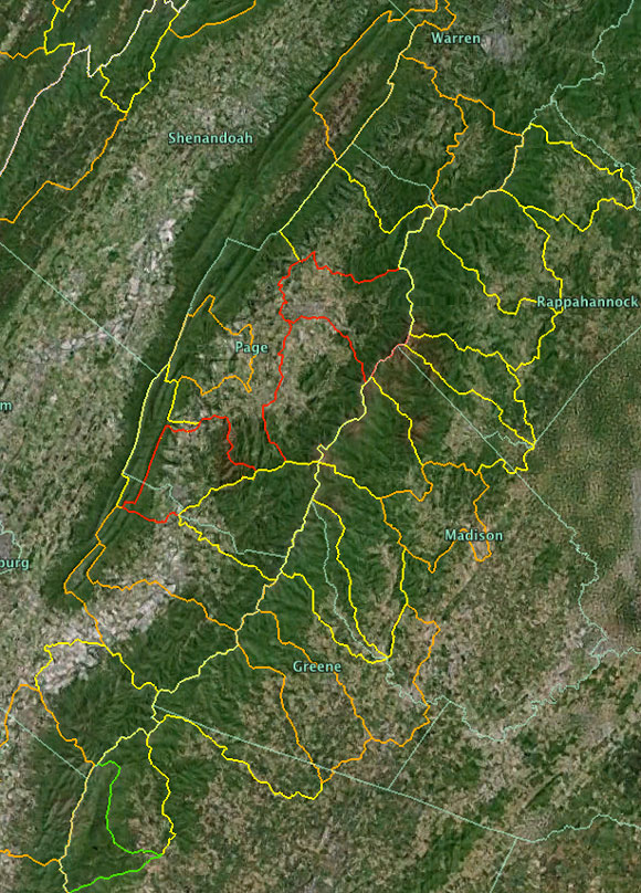 Shenandoah Nat'l Park as seen in Google Earth